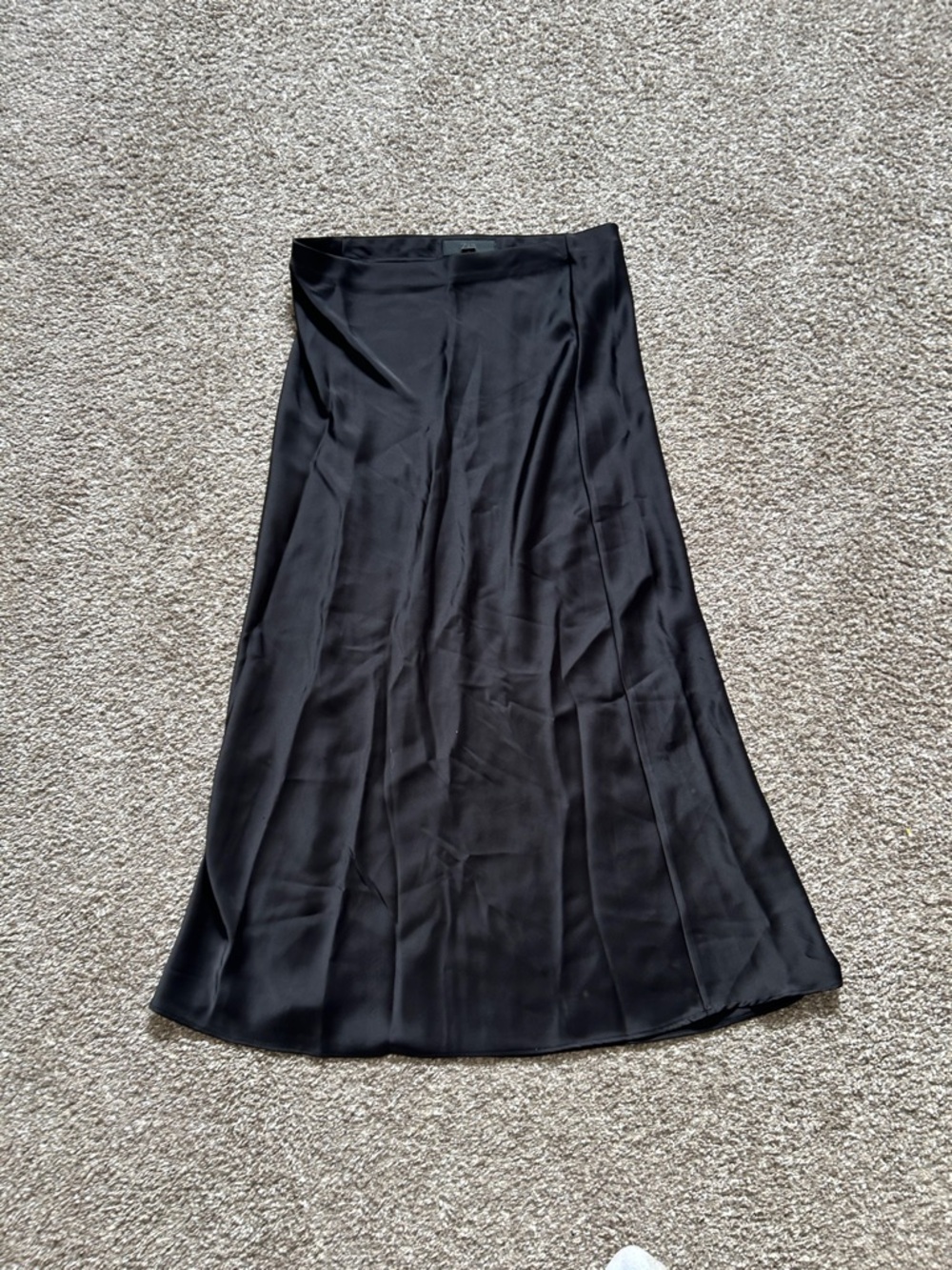 Zara Black Satin A-Line Skirt
